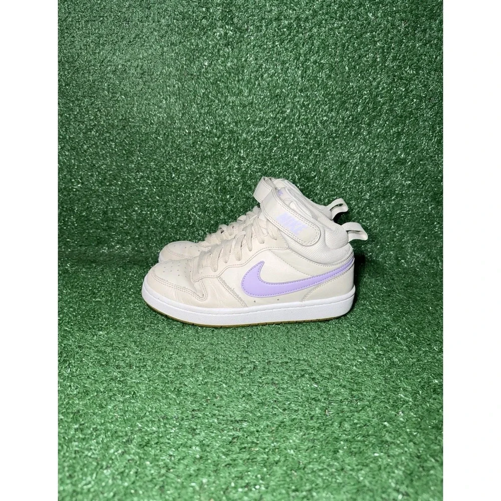 Nike Court Borough Mid 2 Women Size 5.5 Boy 4Y Beige Casual Shoe Comfort Sneaker